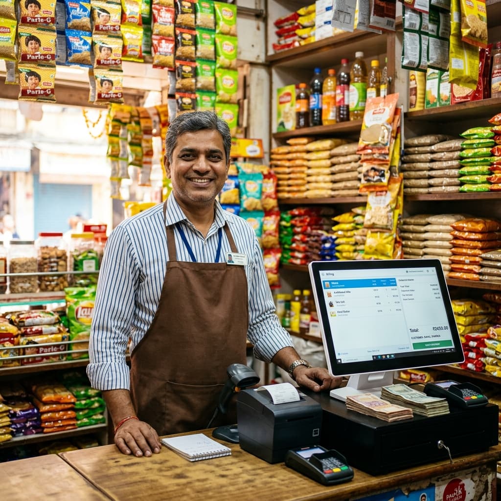 Best Business ERP and Billing, Manufacturing, POS Software Interface used by shopkeepers in Karnataka